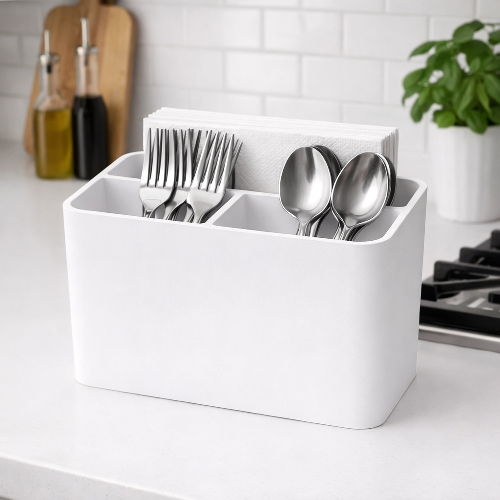 Minimal Kitchen & Restaurant Cutlery Organizer with Napkin Holder