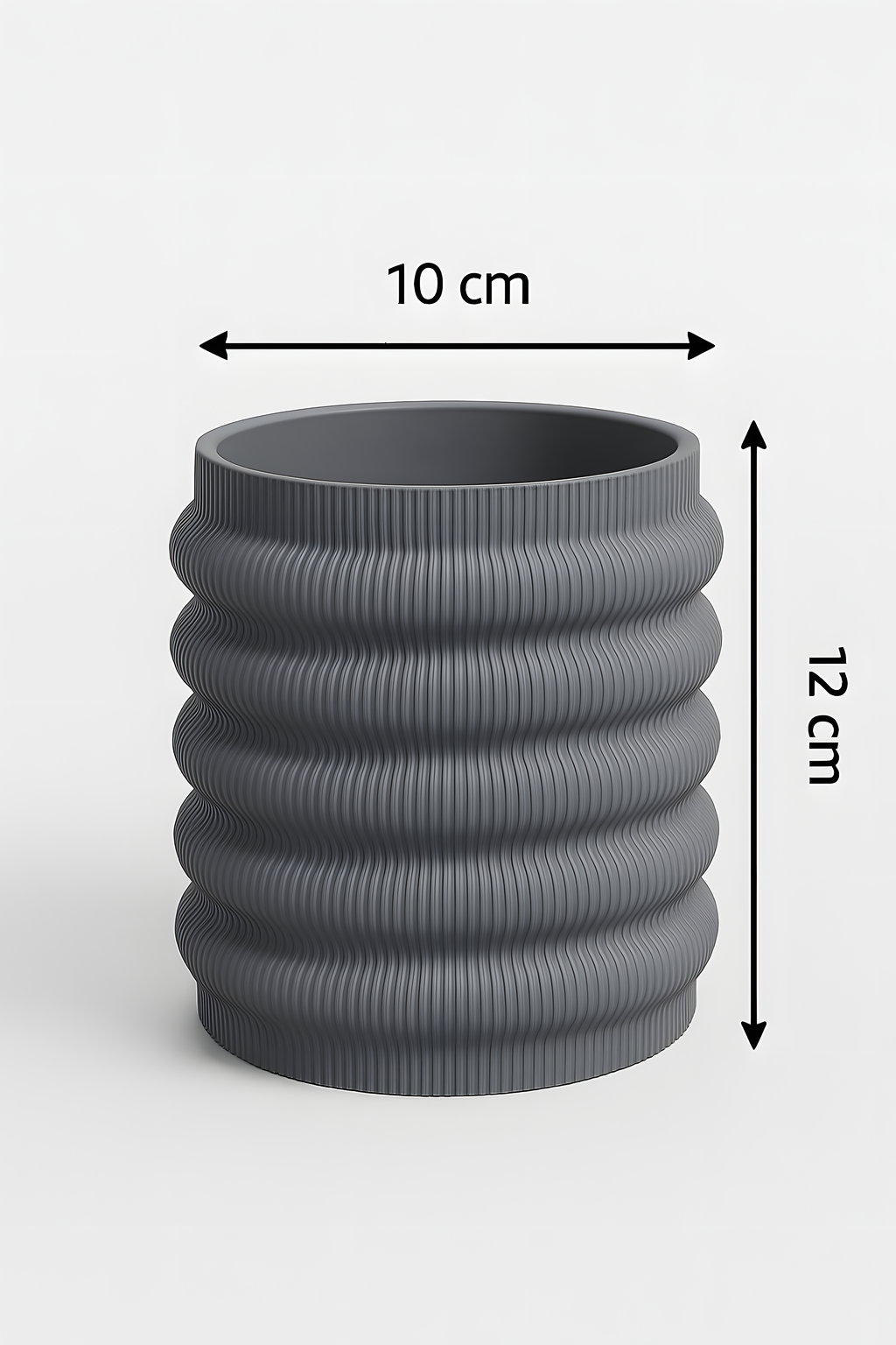 3D Printed Planter with Drainage Hole – 12cm Indoor Plant Pot