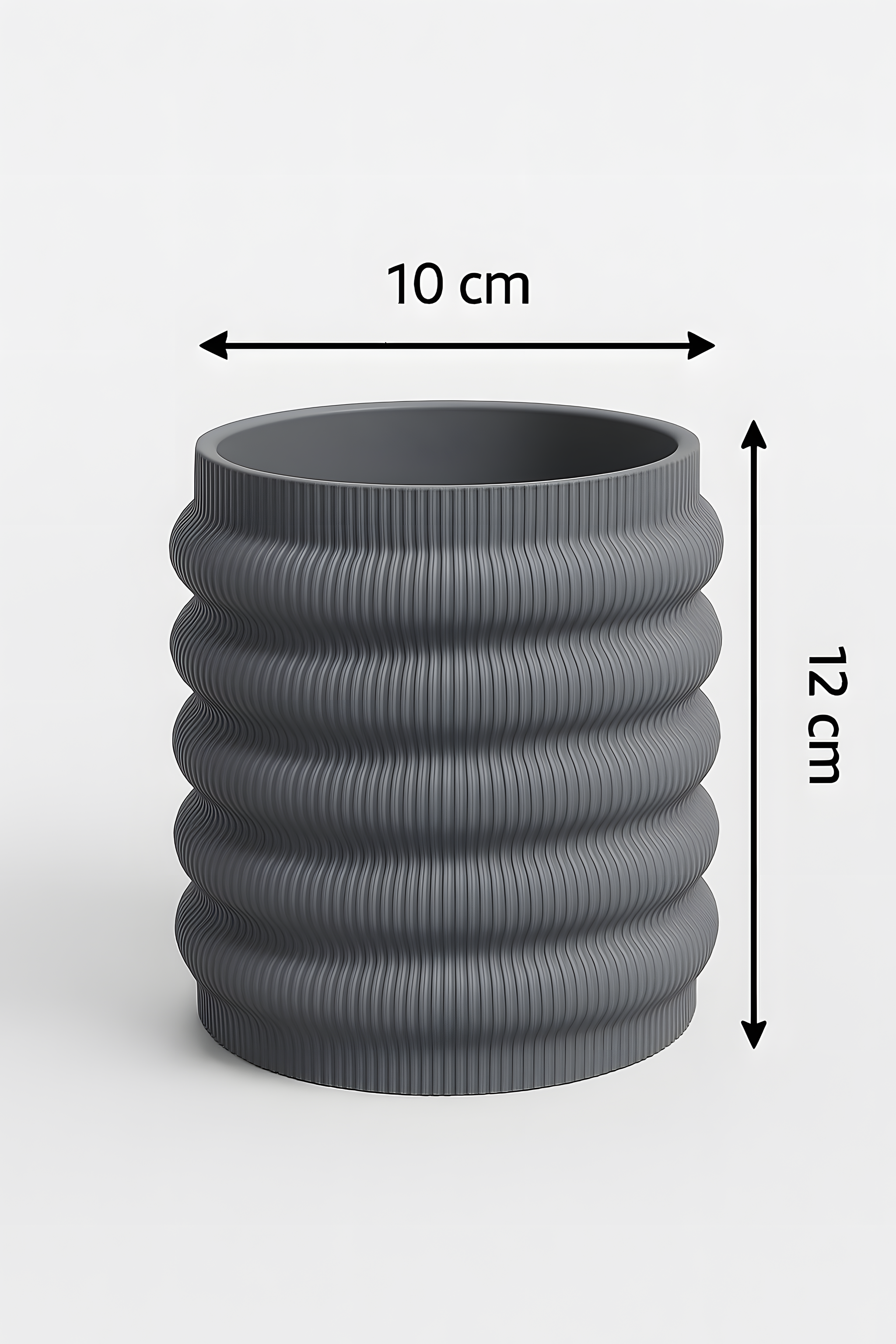 3D Printed Planter with Drainage Hole – 12cm Indoor Plant Pot