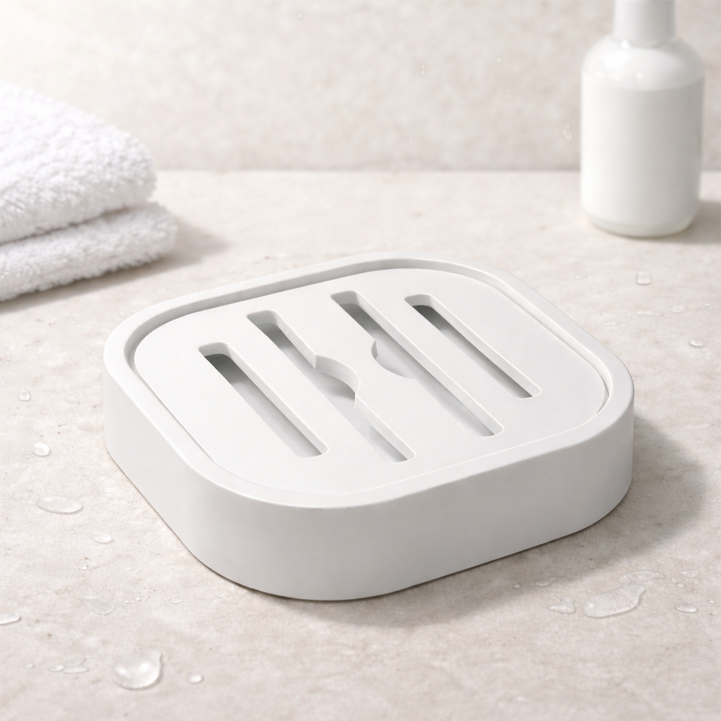 Modern Soap Holder for Bathroom – Self Draining Soap Dish with Removable Tray
