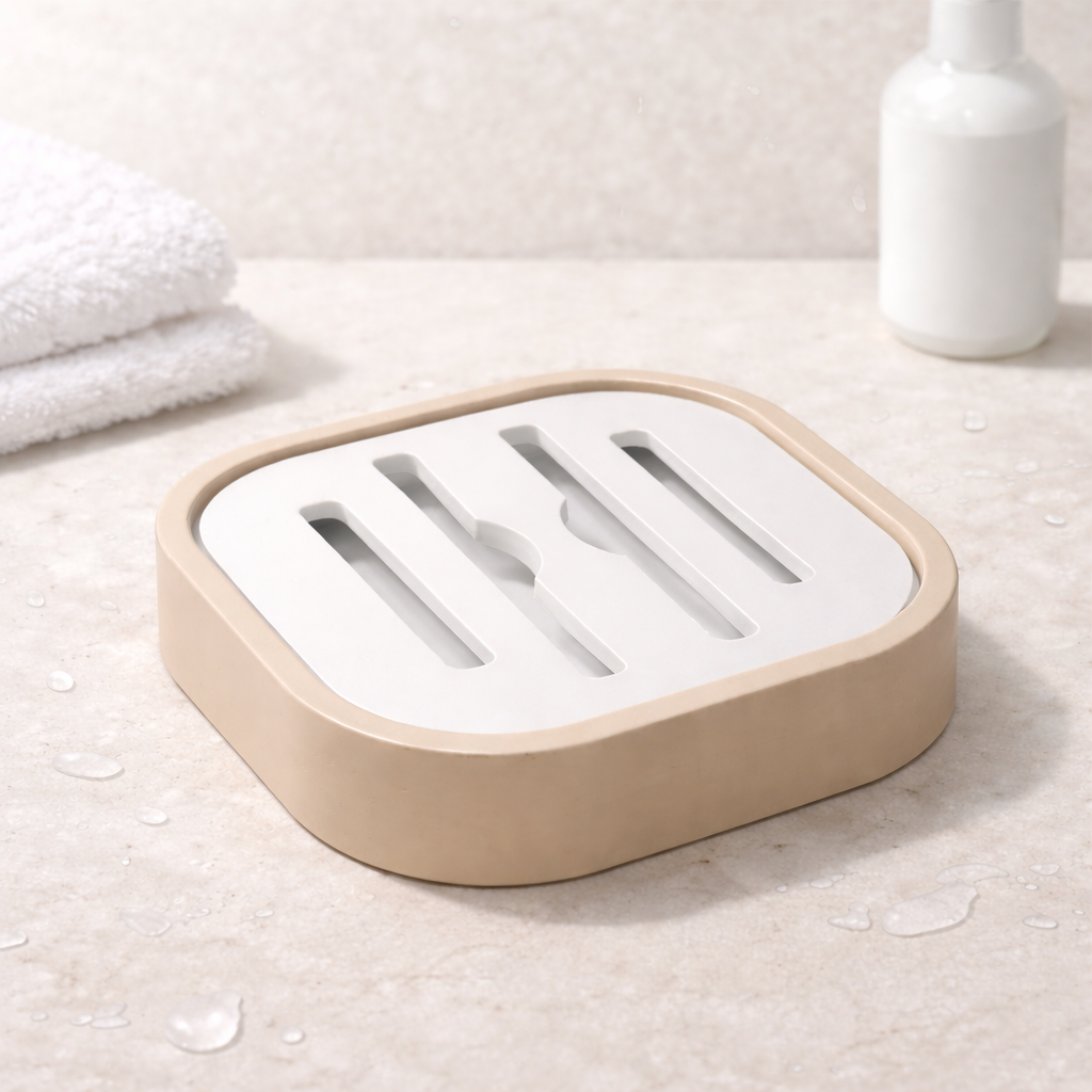 Modern Soap Holder for Bathroom – Self Draining Soap Dish with Removable Tray