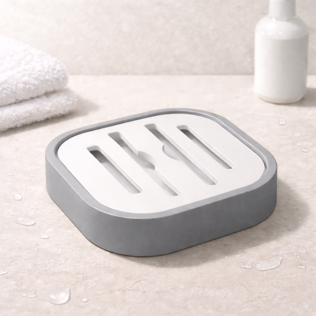 Modern Soap Holder for Bathroom – Self Draining Soap Dish with Removable Tray