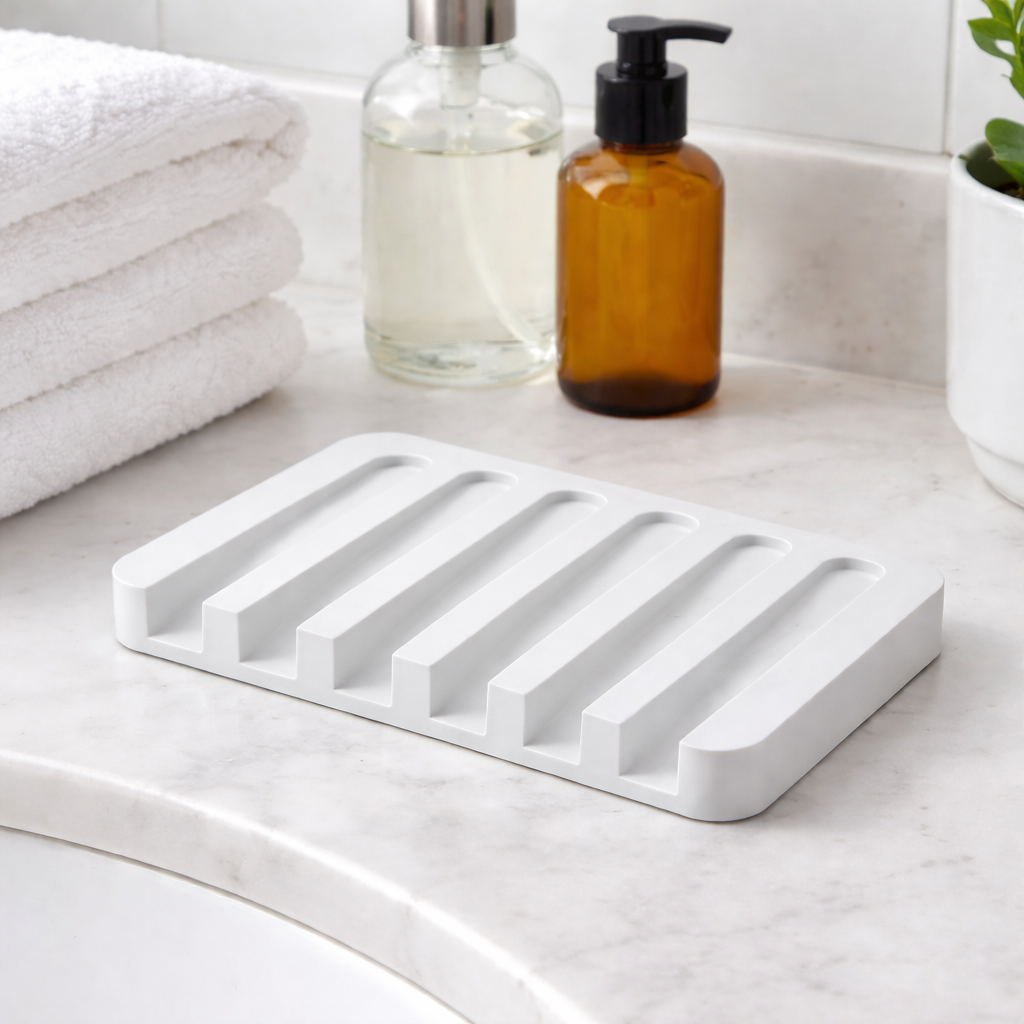 Plastic Soap Holder Dish with Drainage Grooves