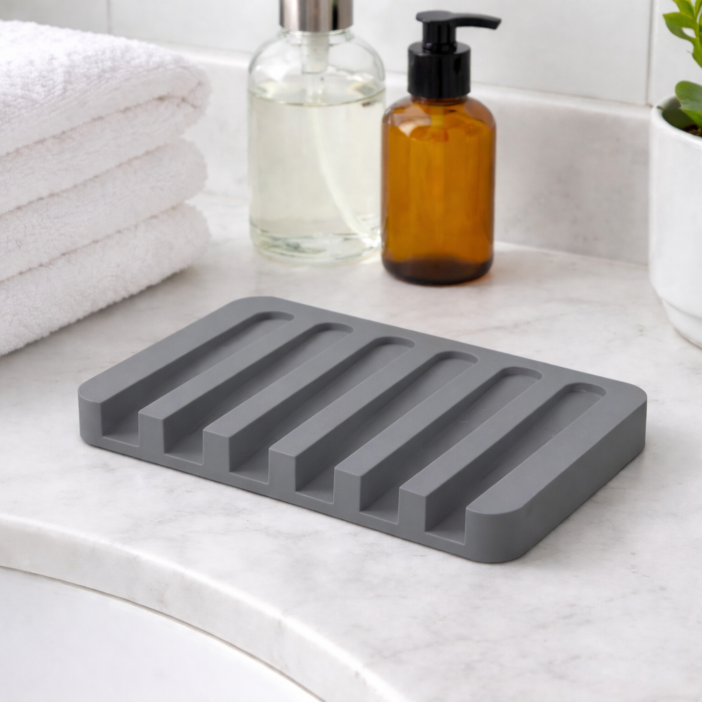 Plastic Soap Holder Dish with Drainage Grooves