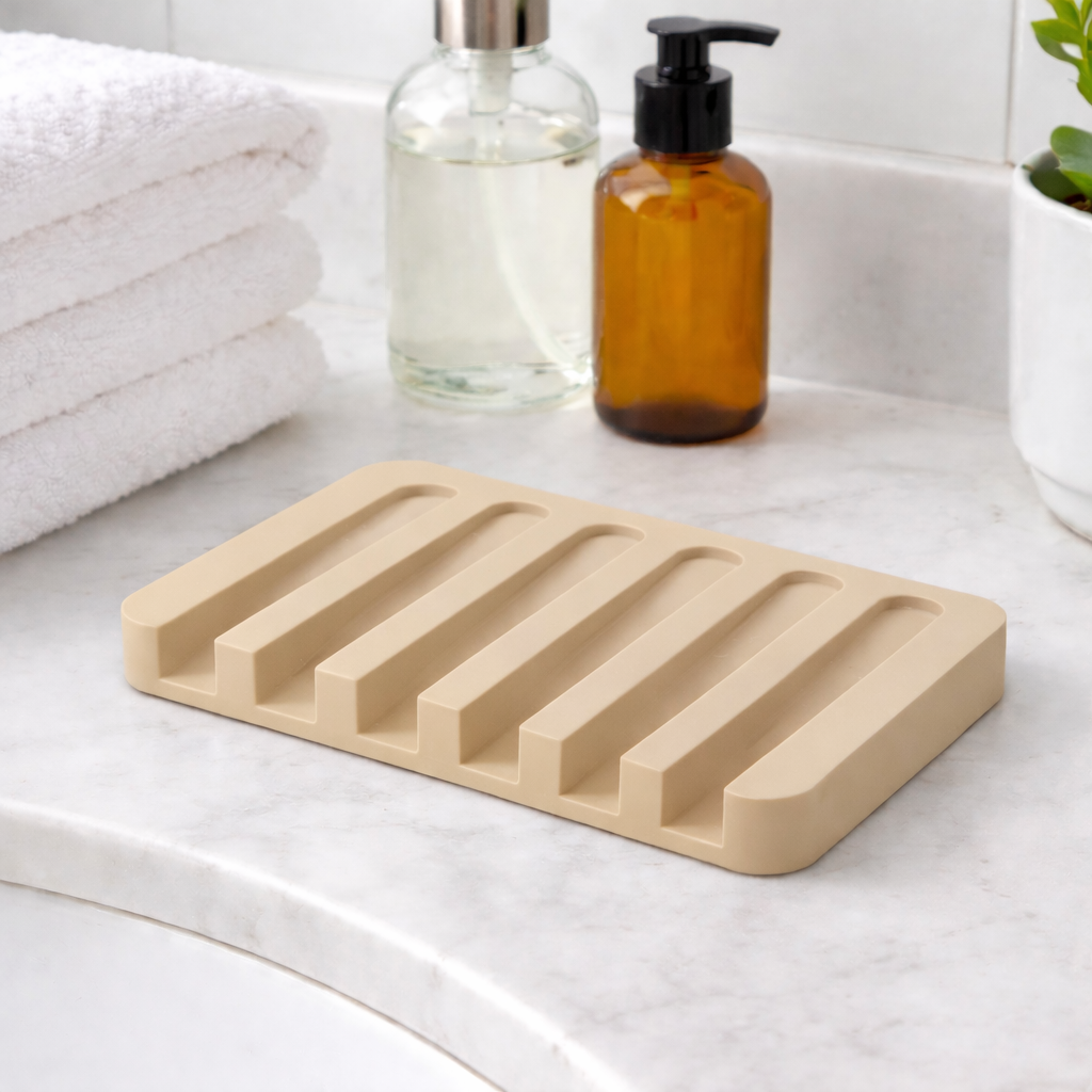 Plastic Soap Holder Dish with Drainage Grooves
